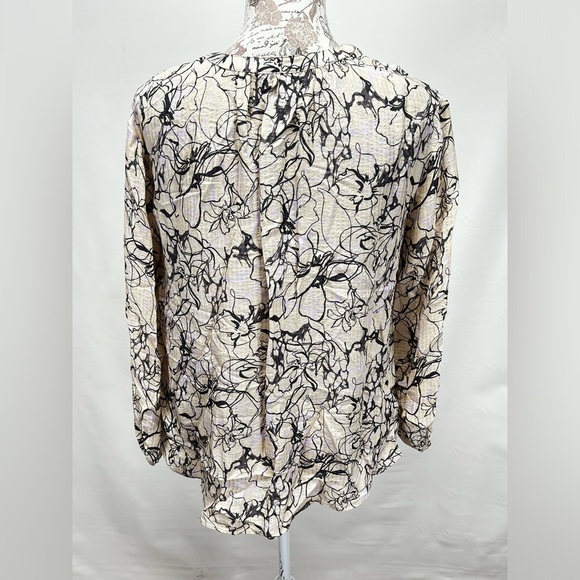 NORDSTROM Signature Cream abstract print balloon sleeve top size XXS. - Picture 5 of 14